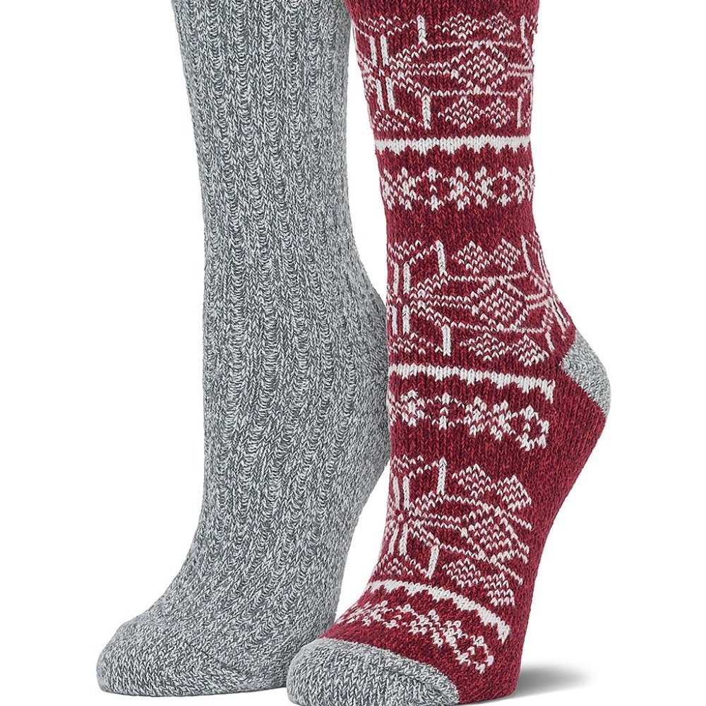 NWT Cuddl Duds | Zinfandel & Gray Snowflake 2-Pair Socks Set